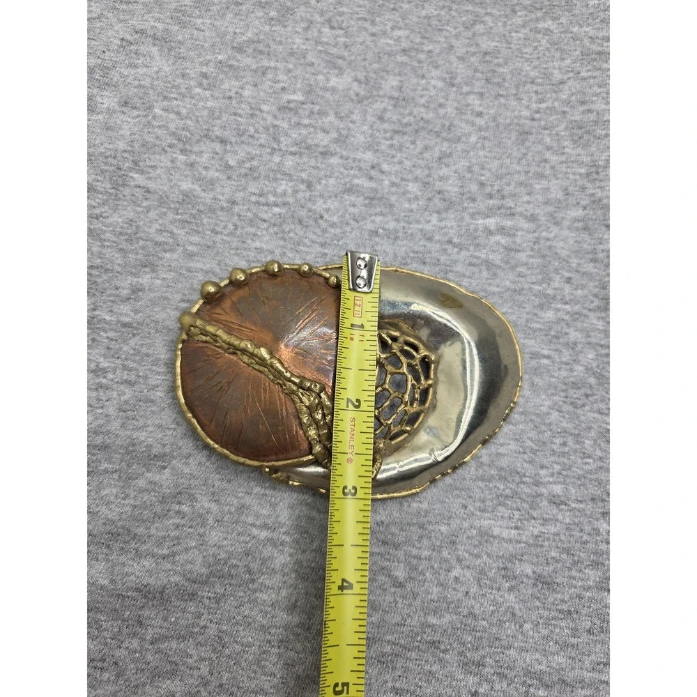 Vintage Brutalist Abstract Web Orb Copper Brass Belt Buckle